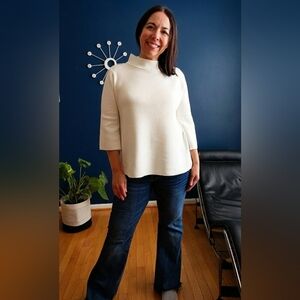 NEW Soft Mock Neck Sweater 2X, Cream White, Retro Style, Plus Boutique Closeout